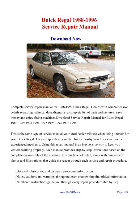 1988-1996 Buick Regal Factory Repair Manual