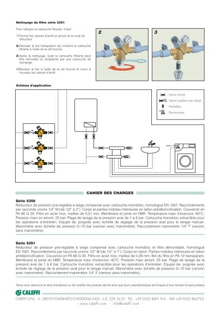 Réducteurs de pression pré-réglables avec cartouche ... - Caleffi