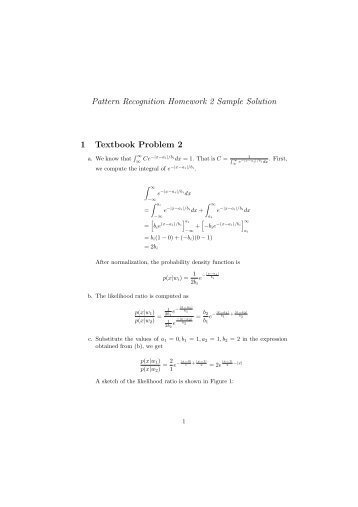 Pattern Recognition Homework 2 Sample Solution 1 Textbook ...
