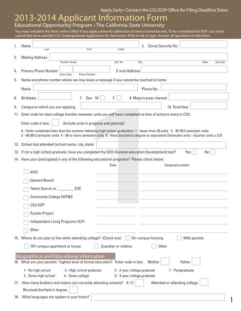 EOP Application - San Francisco State University