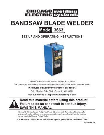 BANDSAW BLADE WELDER - Harbor Freight Tools