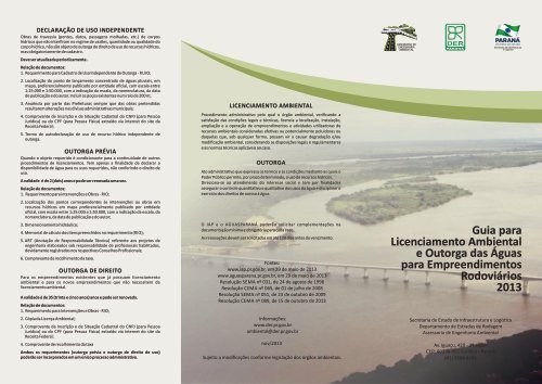 Guia para Licenciamento Ambiental e Outorga de Rodovias 2013