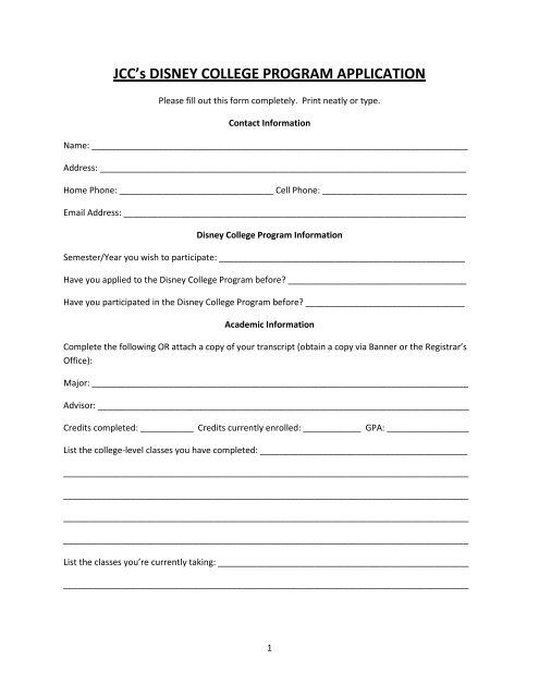 Jcc S Disney College Program Application Jamestown