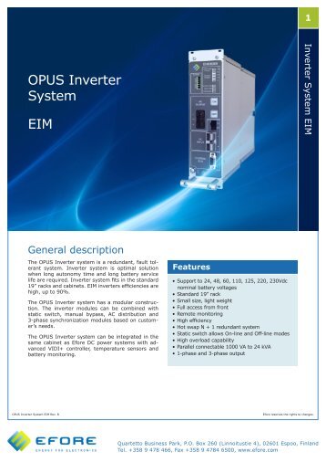 OPUS Inverter System EIM - Efore