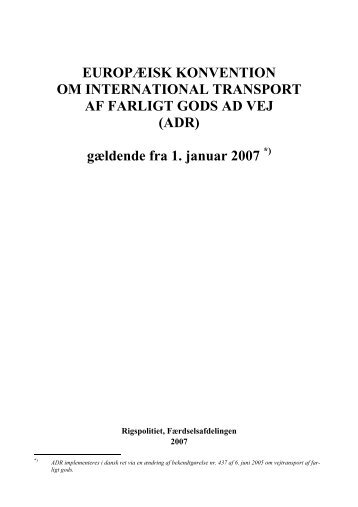 EuropÃ¦isk konvention om international transport af farligt gods ad vej