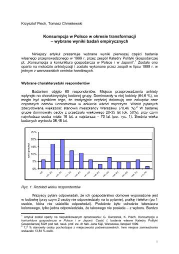 Konsumpcja w Polsce w okresie transformacji ... - Strony Domowe