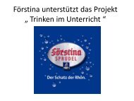 Förstina unterstüzt das Projekt „ Trinken im Unterricht “