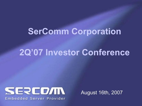 Business Update - Sercomm Corporation