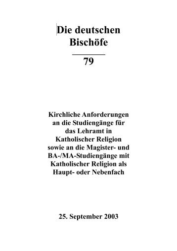 Die deutschen BischÃ¶fe 79 - Katholische Theologie