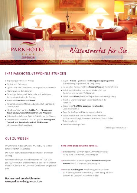 Wissenswertes für Sie - Parkhotel Bad Griesbach