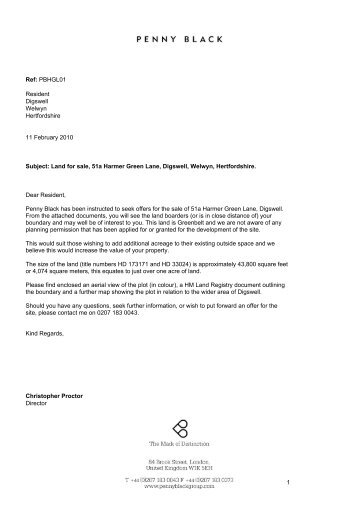 harmer green lane sale letter