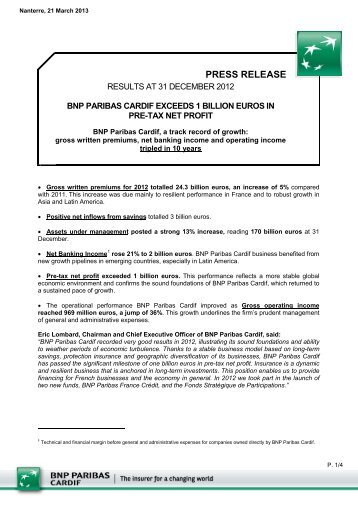 PRESS RELEASE - BNP Paribas