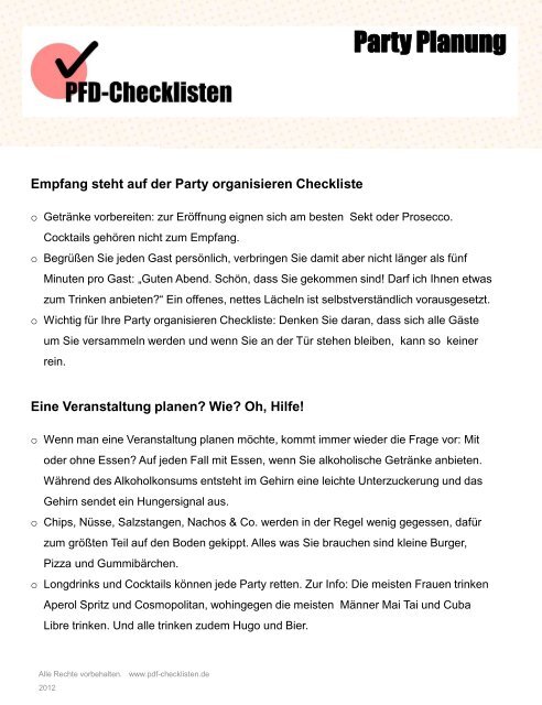 PDF-Checkliste Party Planung - PDF-Checklisten