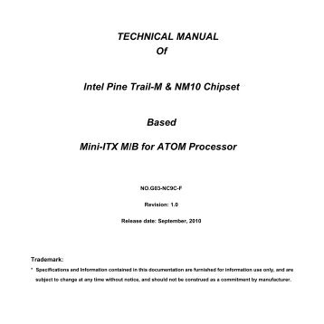 TECHNICAL MANUAL Of Intel Pine Trail-M & NM10 ... - Orbit Micro