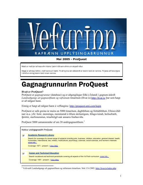 Gagnagrunnurinn ProQuest