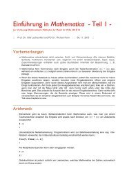 Einführung in Mathematica - Teil 1 -