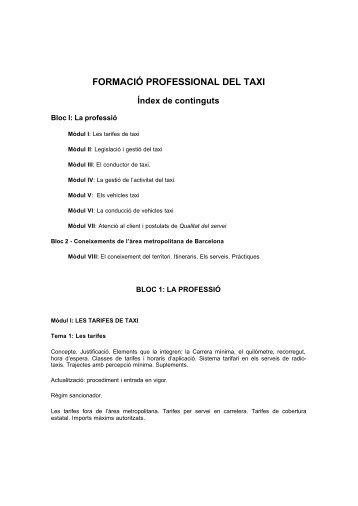 FORMACIÃƒÂ“ PROFESSIONAL DEL TAXI - Institut MetropolitÃƒÂ  del Taxi