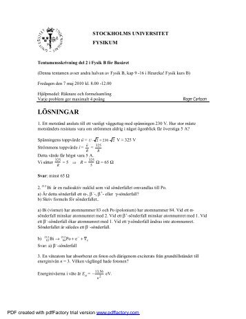 LÃƒÂ–SNINGAR - Fysikum