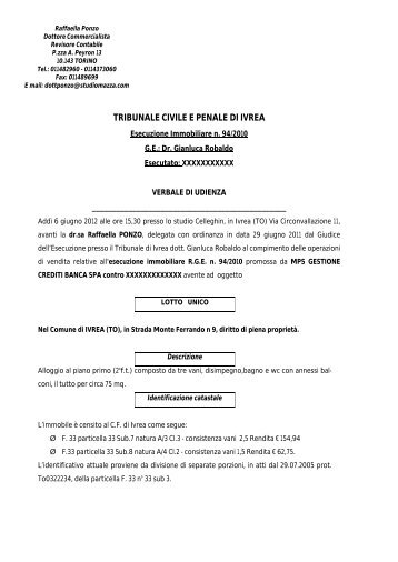 TRIBUNALE CIVILE E PENALE DI IVREA - Astagiudiziaria.com