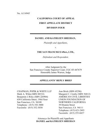 california court of appeal first appellate district division - ACLU of ...