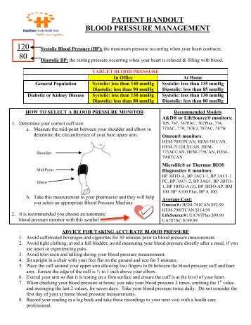 patient handout blood pressure management - Hamilton Family ...