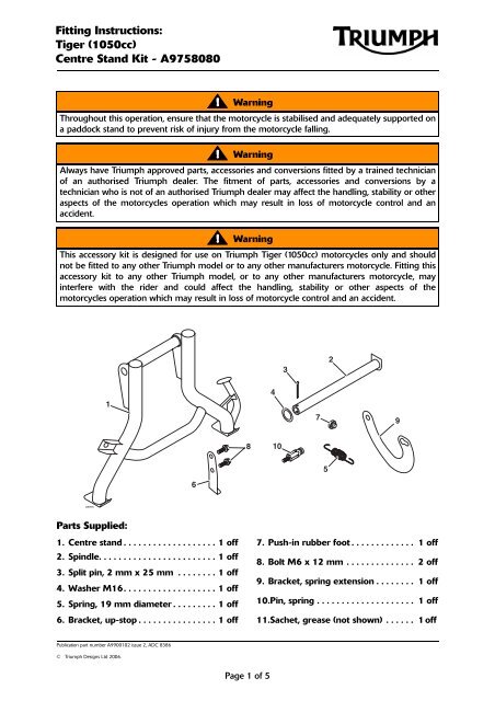 triumph tiger 1050 centre stand