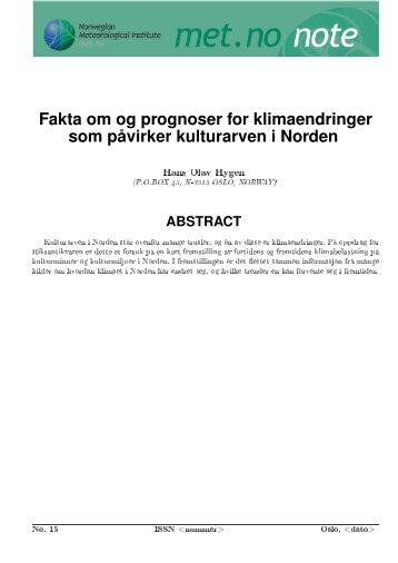 Fakta om og prognoser for klimaendringer som pÃ¥virker kulturarven i ...