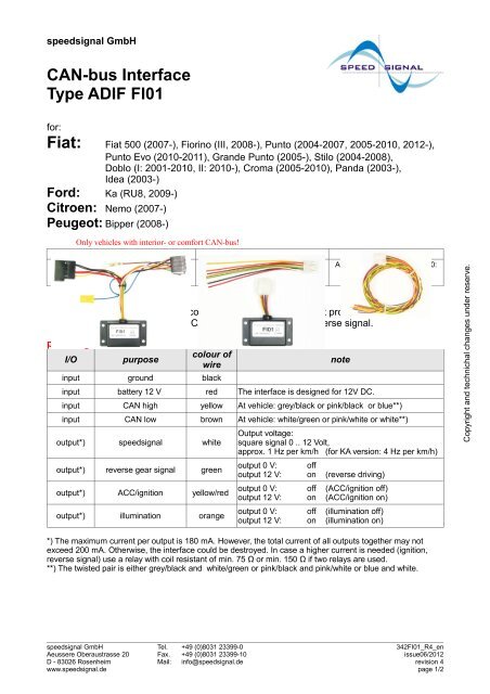 Can Bus Interface Type Adif Fi01 Fiat Speedsignal De