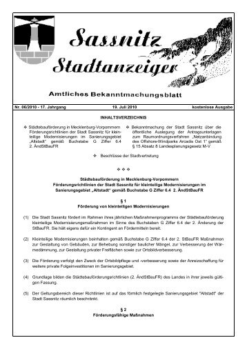 Nr. 06/2010 - 17. Jahrgang 19. Juli 2010 kostenlose ... - Sassnitz