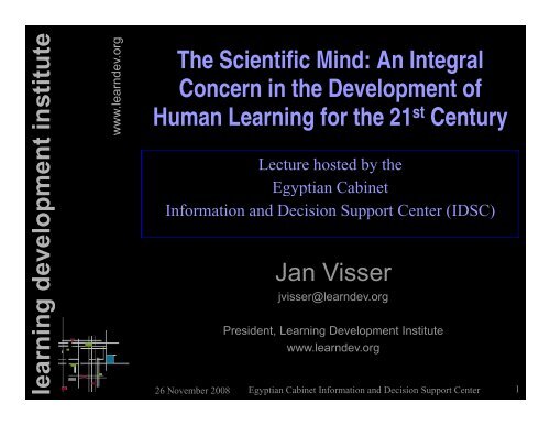 An integral Concern in the Development of Human Learning for the ...