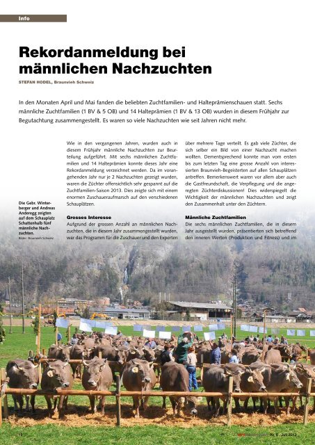 CHbraunvieh 06-2013 [7.39 MB] - Schweizer Braunviehzuchtverband