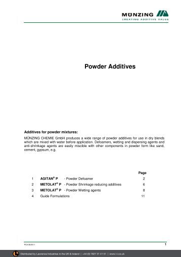 Powder Additives - MUNZING - Lawrence Industries