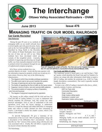 June - Ottawa Valley Associated Railroaders