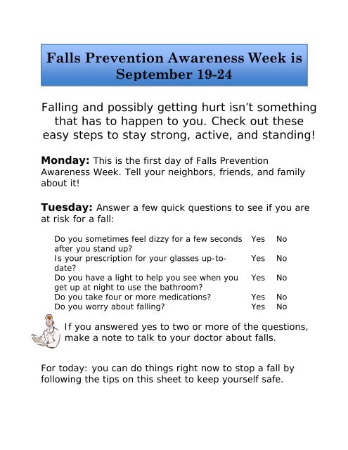 Falls Prevention Awareness Week Day-by-Day