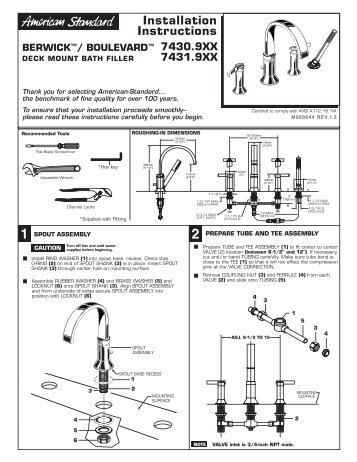 Installation Instructions - American Standard ProSite