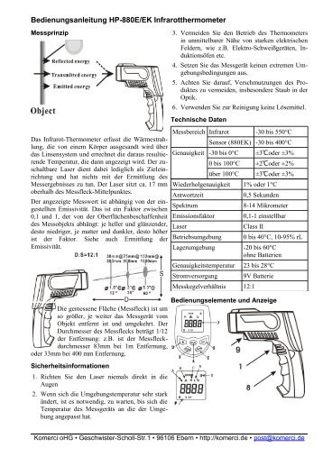 Bedienungsanleitung HP-880EK - Komerci oHG