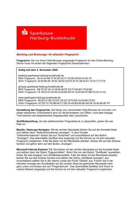 Banking und Brokerage: Ihr aktueller Fingerprint - Sparkasse ...