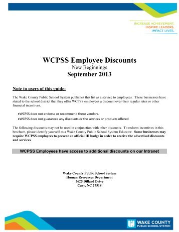 WCPSS Employee Discounts - Wake County Public School System