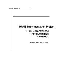 HRMS Decentralized Role Definition Handbook - Washington State ...