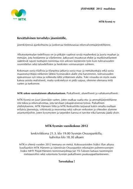 uusin jÃ¤senkirje 2012 maaliskuu.pdf - MTK