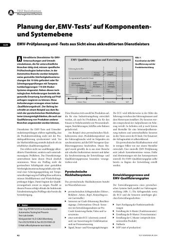 Planung der âEMV-Tests' auf Komponenten- und Systemebene