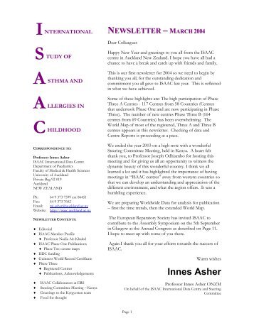 isaac - The International Study of Asthma and Allergies in Childhood ...