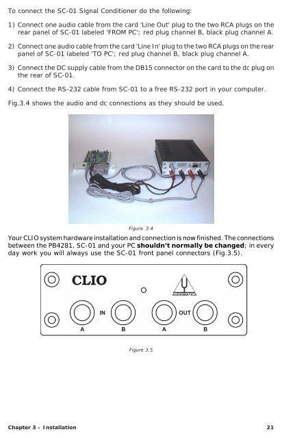 CLIOwin 6.5 PCI User's Manual - Audiomatica Srl