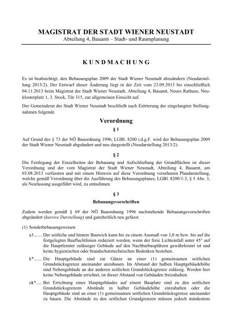 Kundmachung - Stadtgemeinde Wiener Neustadt