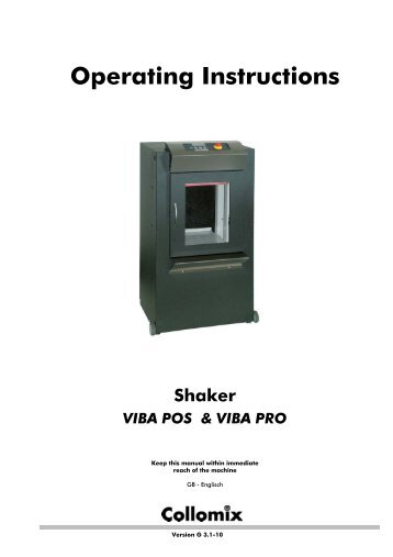 Operating Instructions Shaker VIBA POS & VIBA PRO - Collomix