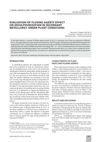 evaluation of fluxing agents effect on desulphurization in secondary ...