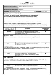 FORM A Equality Screening Checklist