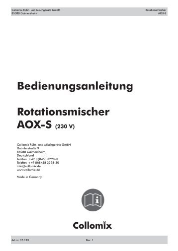 Bedienungsanleitung Rotationsmischer AOX-S (230 V) - Collomix
