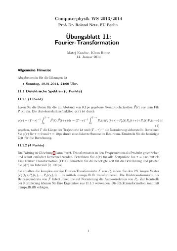 Übungsblatt 11: Fourier-Transformation