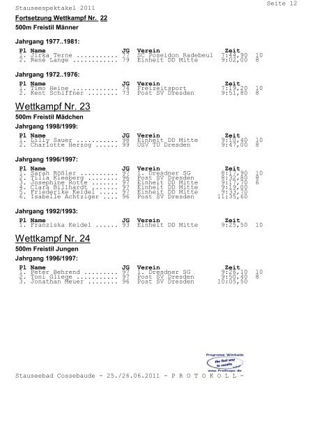 Protokoll - Sport